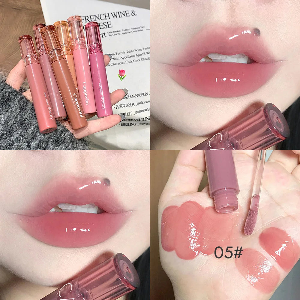 Jelly Mirror Lip Glaze Water Light Moisturizing Lip Gloss Long-Lasting Makeup Lipstick