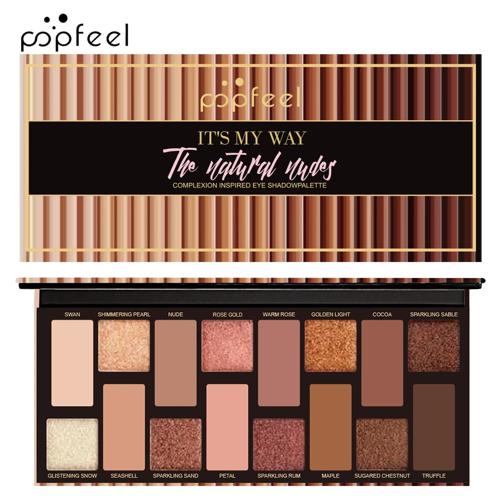 Makeup Nude Colors Eyeshadow Palette Natural Nude Matte Shimmer Glitter Pigment Eye Shadow Pallete 16 Colors