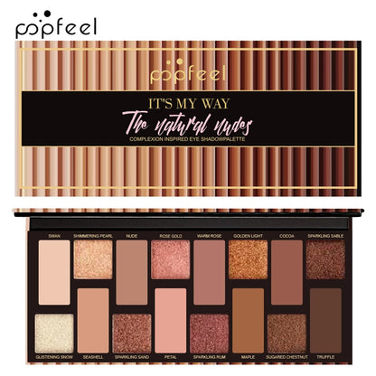 Makeup Nude Colors Eyeshadow Palette Natural Nude Matte Shimmer Glitter Pigment Eye Shadow Pallete 16 Colors