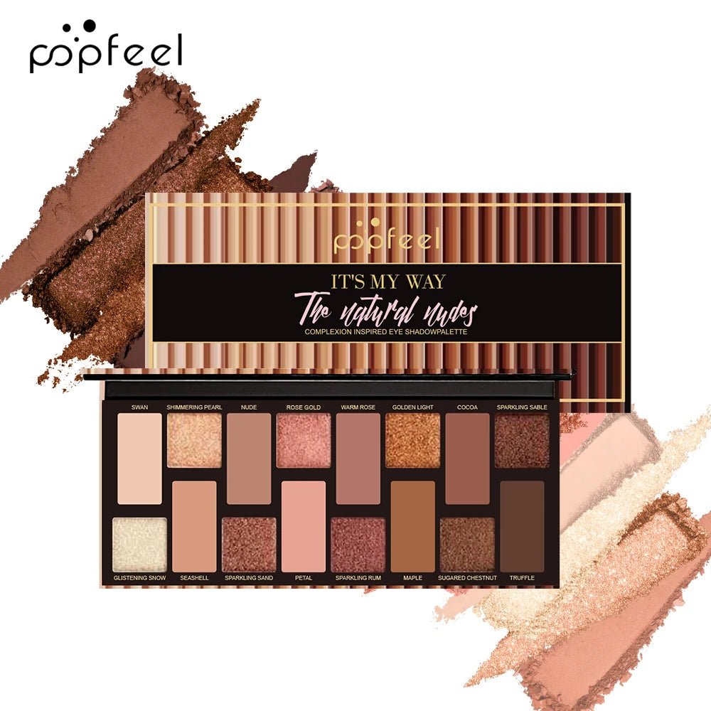 Makeup Nude Colors Eyeshadow Palette Natural Nude Matte Shimmer Glitter Pigment Eye Shadow Pallete 16 Colors